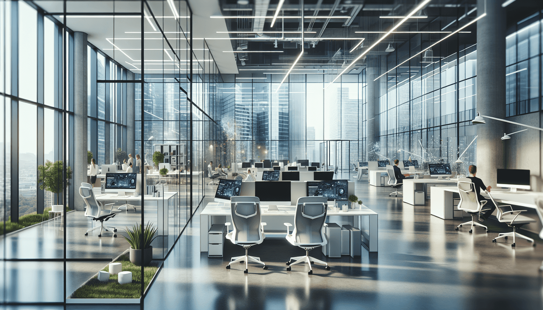 Open werkruimte in technologisch kantoor