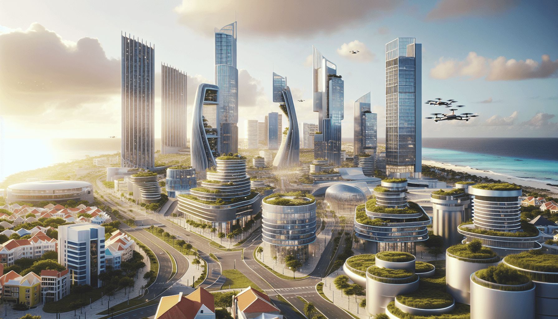 Futuristisch stedelijk landschap van Aruba